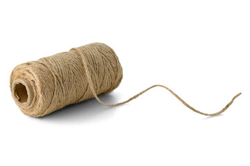 Linen rope roll isolated on a white background - obrazy, fototapety, plakaty