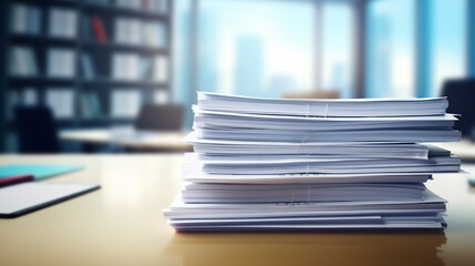 A stack of accounting documents on the desk
