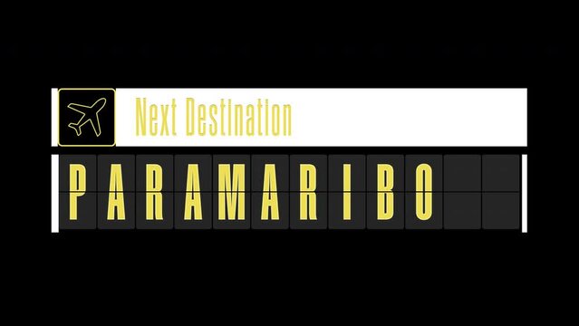 Pantalla de informaci&oacute;n de destinos internaciones: PARAMARIBO