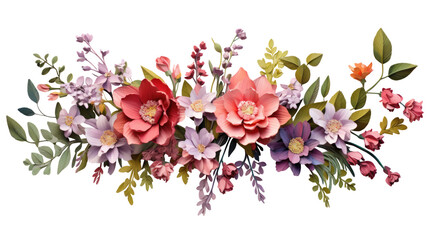 Flowers composition. Wreath made of various colorful flowers on transparent background. Easter, spring, summer concept - Powered by Adobe