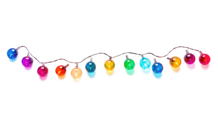 Christmas lights isolated on transparent background. Set of Christmas glowing garlands. For advertising invitations, web banners, postcards