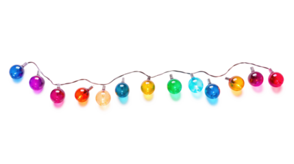 Christmas lights isolated on transparent background. Set of Christmas glowing garlands. For advertising invitations, web banners, postcards