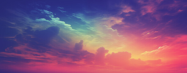 multicolored fantasy vibrant sunset sky - gradient colors in a dreamy atmosphere - radiant cloudscape