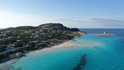 plage de la Pelosa dans le nord de la Sardaigne (Italie)	