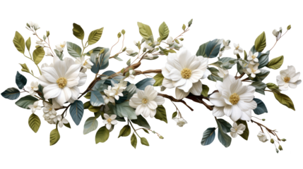 Flowers composition. Wreath made of various colorful flowers on transparent background. Easter, spring, summer concept