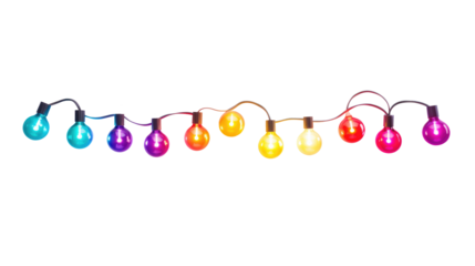Christmas lights isolated on transparent background. Set of Christmas glowing garlands. For advertising invitations, web banners, postcards
