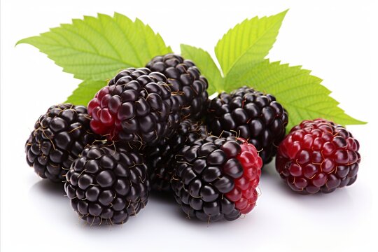 Delicious and juicy ripe boysenberry   high quality image captured on a white background