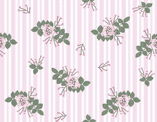 flowers over striped background print