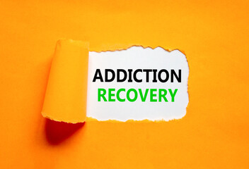 Addiction recovery symbol. Concept words Addiction recovery on beautiful white paper. Beautiful...