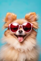 Cute dog wearing sunglasses. Generative Ai