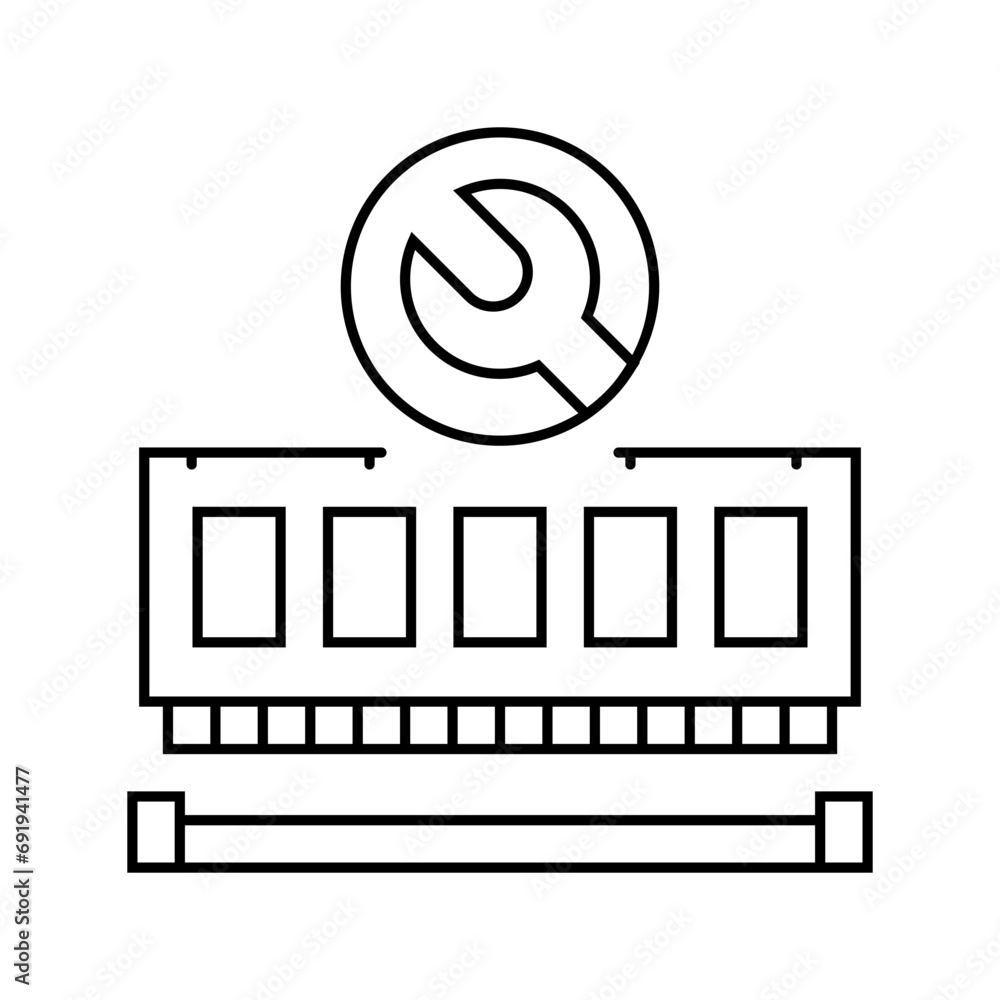 Poster ram installation repair computer line icon vector. ram installation repair computer sign. isolated c