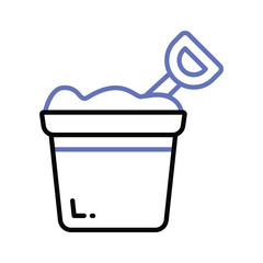 Sand bucket icon represents a small pail used for carrying and playing with sand at the beach or in a sandbox