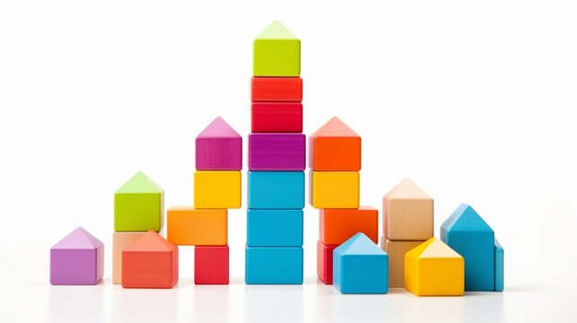 Colorful Building Blocks on white background