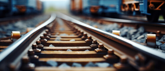 Close-up of train tracks.