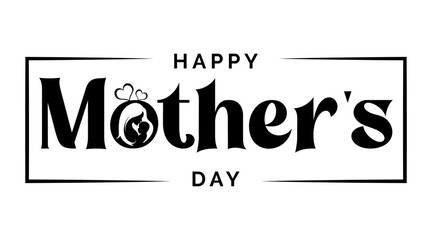 Vector silhouette of happy mothers day mother holding child.