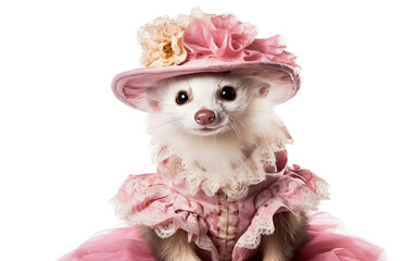 Fototapeta na wymiar Bonnet Beauty Ferret On Transparent Background
