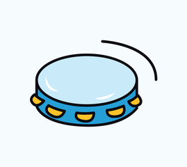 Musical instrument of colorful sticker set. An electrifying artwork feature a tambourine, highlighting the beauty of musical instruments and their role in artistic expression. Vector illustration.