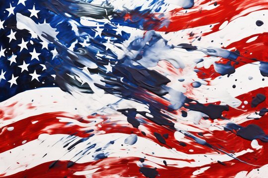 Abstract background with American flag, paint or graffiti style. Generative AI