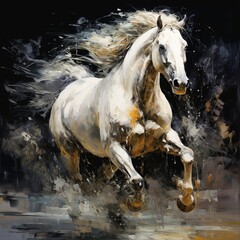 A Majestic White Horse Galloping Created With Generative AI Technology
