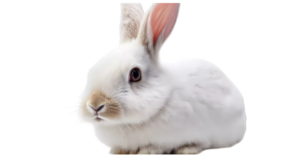 white rabbit isolated on white transparent background PNG 