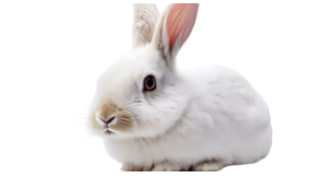 white rabbit isolated on white transparent background PNG 