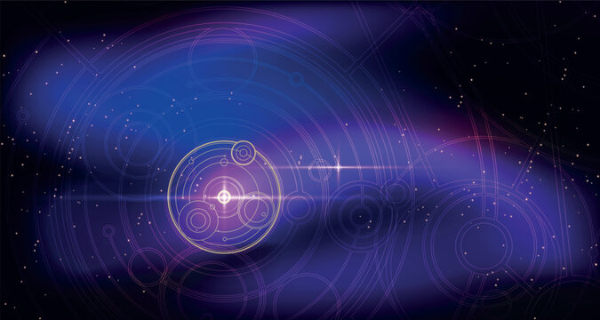 Futuristic Tribal background with space and cosmic elements. Good for game UI.  Vector Illustration EPS10