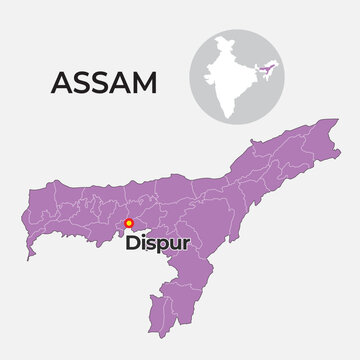 Assam locator map showing District and its capital 