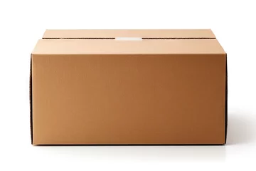 Foto op Aluminium Versatile cardboard boxes on white background isolated. Shipping to storage brown cartons are epitome of functionality. Blank and ready for labels symbolize of safe transportation and secure packaging © Wuttichai