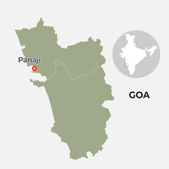 Goa locator map showing District and its capital 