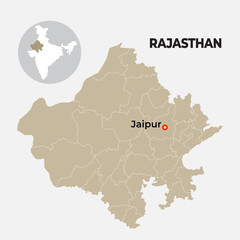 Rajasthan locator map showing District and its capital 