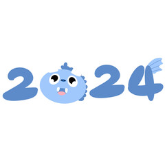 Dragon Happy New Year 2024,blue dragon illustration