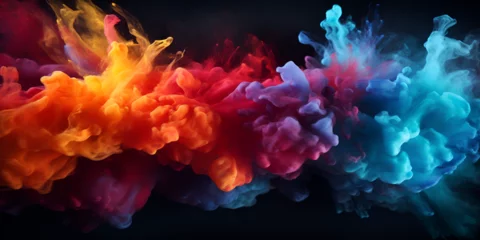 Foto op Canvas abstract colorful Smoke on Dark Backgroud.AI Generative  © aamir