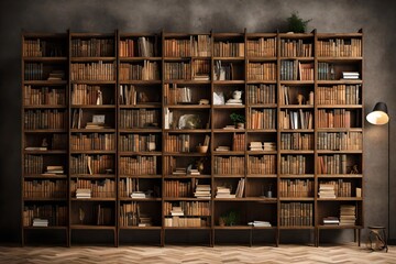 Wooden bookcase filled with books