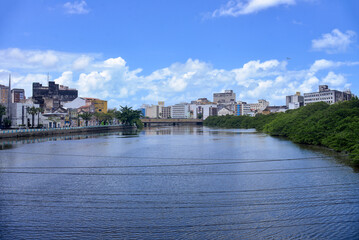 Fototapeta na wymiar view, view of the river and the city, road to the city, March 6 bridge, Recife, Pernambuco, Brazil, brazilian landscape, view of the city, urban landscape