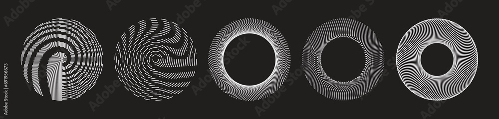 Poster vector minimal geometric illustrations set, futuristic digital trendy abstract aesthetic linear comp