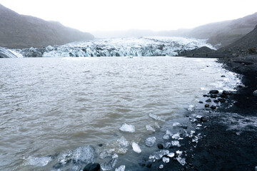 Sólheimajökull glacier tongue in Iceland in autumn