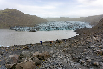 Sólheimajökull glacier tongue in Iceland in autumn