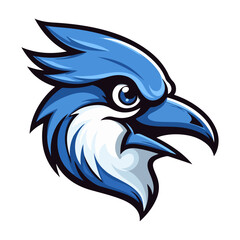 Blue jay Portrait Sticker, Blue jay Bird head mascot logo illustration, Blue jay character, generative ai