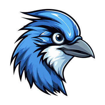 Blue jay Portrait Sticker, Blue jay Bird head mascot logo illustration, Blue jay character, generative ai