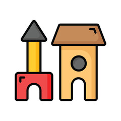 Take a look at this amazing icon of blocks castle in modern design style