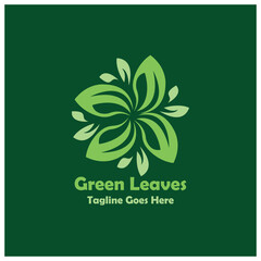 illustration of green leaves logo vector