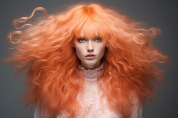Ethereal Portrait in 2024's Trendy Peach Fuzz Color.
