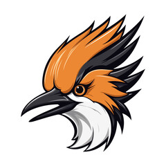 Eurasian hoopoe Portrait Sticker, Eurasian hoopoe head mascot logo illustration, Eurasian hoopoe character, generative ai