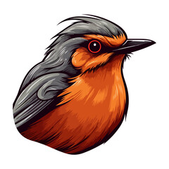 Obraz premium European Robin Bird Portrait Sticker, European Robin Bird head mascot logo illustration, European Robin Bird character, generative ai