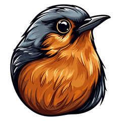 European Robin Bird Portrait Sticker, European Robin Bird head mascot logo illustration, European Robin Bird character, generative ai