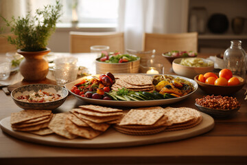 The main meal on Passover is matzah, an unleavened bread made of flour and water. It's also vegetables and a sweet mix of nuts Charoset.