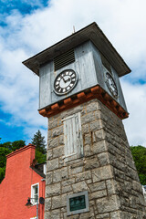 Fototapeta na wymiar The clock tower in Tobermory, Isle of Mull, Scotland, UK