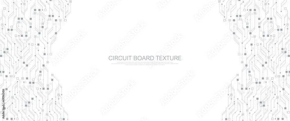 Aufkleber Modern technology banner template with circuit board texture. Quantum computer technologies concept. Technology connection digital data and big data concept.