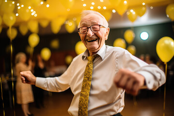 a senior dancing in a party