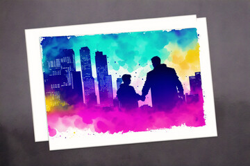 Father’s Day postcard. Father’s Day background. Watercolor paint. Copy space. Generative AI